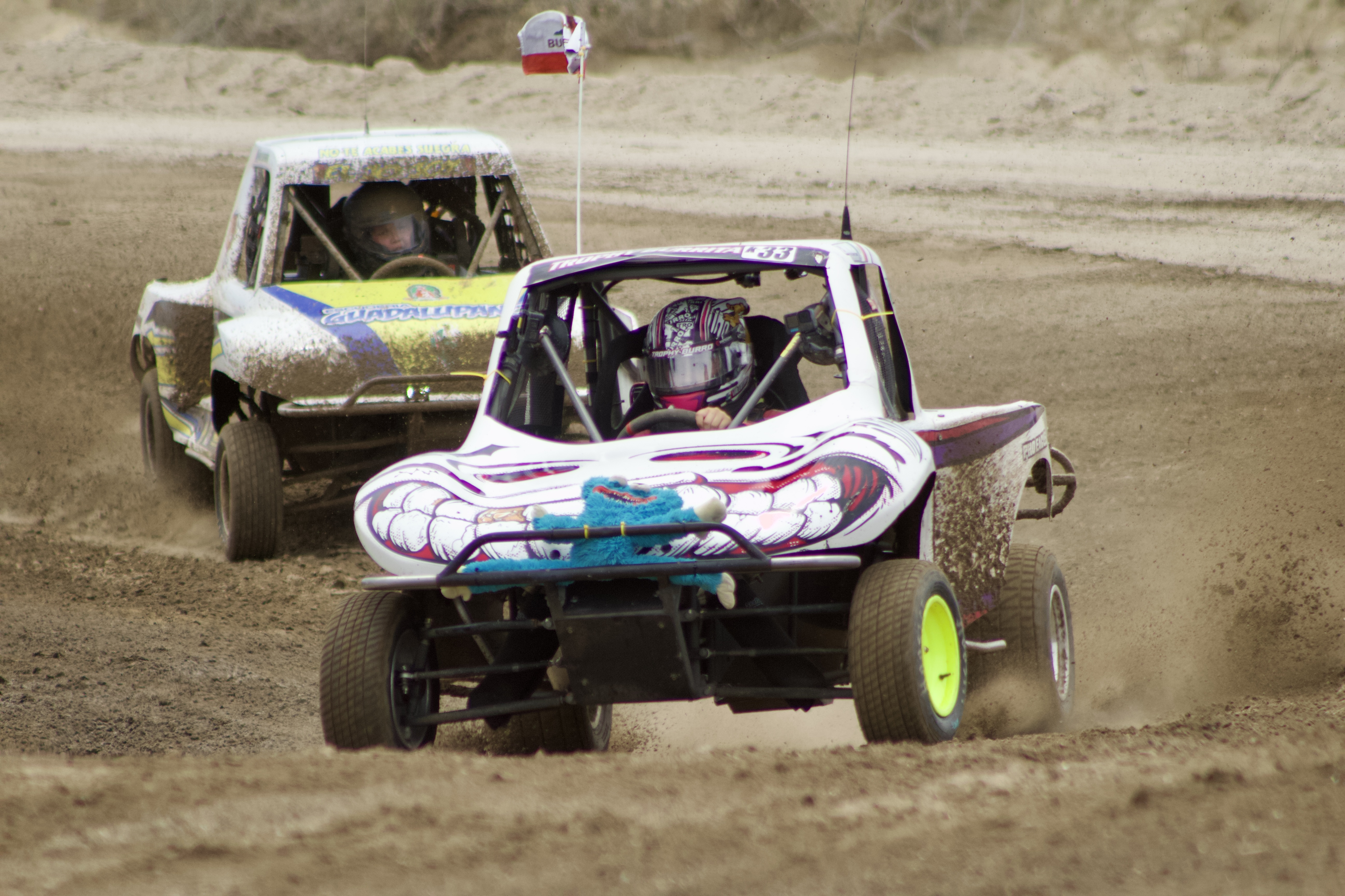 Emma Valentina Flynn racing side by side in the Junior 2 TrophyKart.
